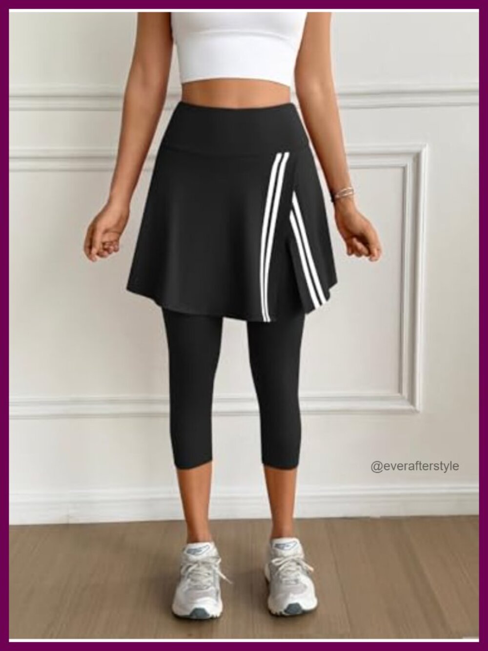 Women's Tennis Skort with Capri Leggings Pockets Athletic Wrap Golf Pickleball - Picture 2 of 5